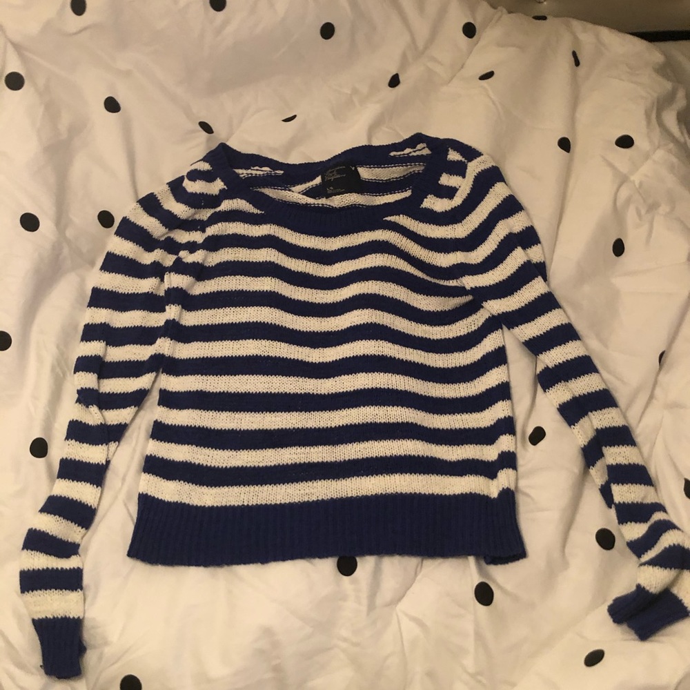 Blue and white light sweater